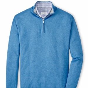 NWT  Peter Millar Crown Men's Medium Coolspun Cotton 1/4 Zip Blue Poppy MS25S28